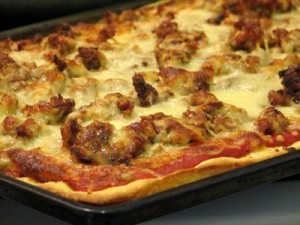 Sausage pizza for National Sausage Pizza day